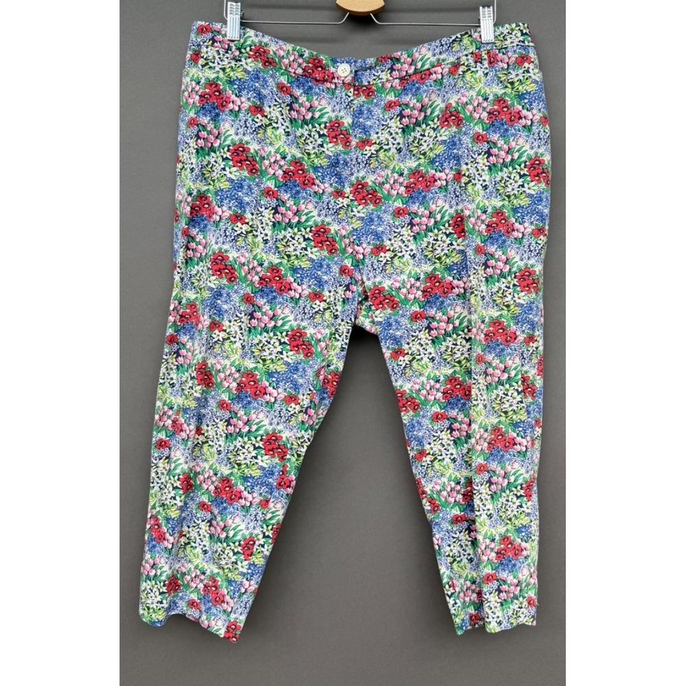 Talbots Perfect Skimmer 20W Colorful Floral Cropped Crop Capri Pants Chino Coast